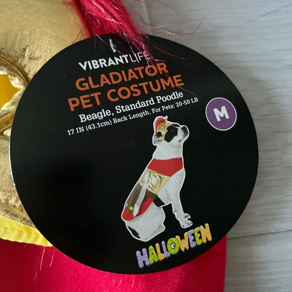 Vibrant Roman Warrior Dog Costume‎ - Red and Gold